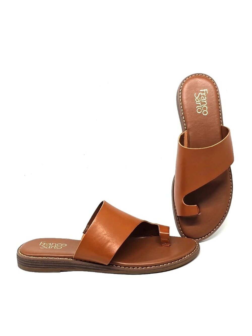 Franco Sarto Gem Saddle Brown Toe Ring Slide Sandals Women’s Size 8.5